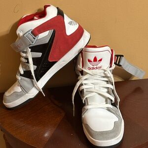 Adidas MC-X1 Art Trainers White Red Grey Black High Top Sneakers.